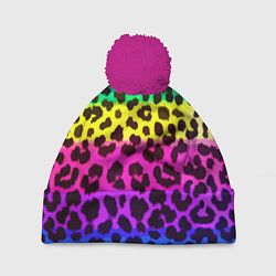 Шапка с помпоном Leopard Pattern Neon, цвет: 3D-малиновый