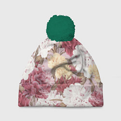 Шапка с помпоном Цветы Восхитительный Летний Букет Пион, цвет: 3D-зеленый