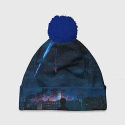 Шапка с помпоном Мальчик смотрит в небо, цвет: 3D-тёмно-синий