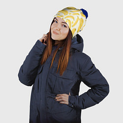 Шапка с помпоном Банановый Рай Лета, цвет: 3D-тёмно-синий — фото 2