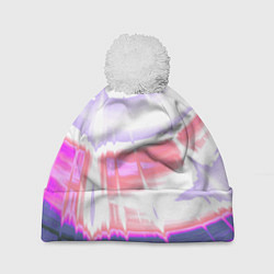 Шапка с помпоном Тай-дай Абстракция Tie-Dye, цвет: 3D-белый