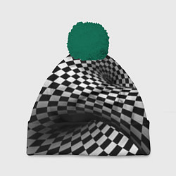 Шапка с помпоном Геометрическая объёмная композиция Авангард, цвет: 3D-зеленый