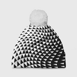 Шапка с помпоном Минималистический авангардный паттерн, цвет: 3D-белый