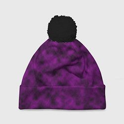 Шапка с помпоном Черно-пурпурная облачность, цвет: 3D-черный