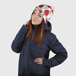 Шапка с помпоном BEAUTIFUL RED ROSES, цвет: 3D-белый — фото 2