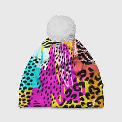 Шапка с помпоном LEOPARD TEXTURE, цвет: 3D-белый