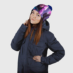 Шапка с помпоном Cyberpunk 2077 - Валери V, цвет: 3D-тёмно-синий — фото 2