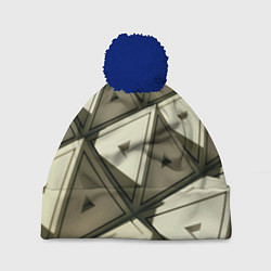 Шапка с помпоном 3D иллюзия-пирамиды, цвет: 3D-тёмно-синий