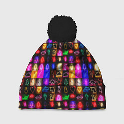 Шапка с помпоном Neon glowing objects, цвет: 3D-черный