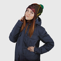 Шапка с помпоном Неоновые радужные плиты, цвет: 3D-зеленый — фото 2