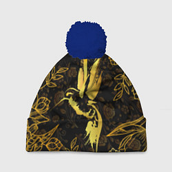 Шапка с помпоном Золотая колибри, цвет: 3D-тёмно-синий