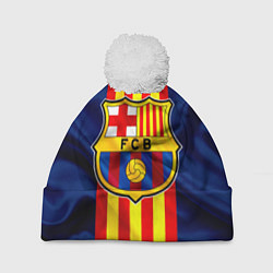 Шапка с помпоном Фк Барселона Лого, цвет: 3D-белый