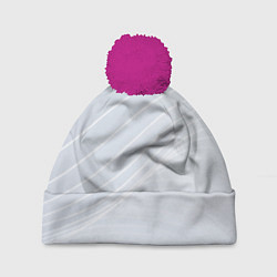 Шапка c помпоном Серый фон и белые линии