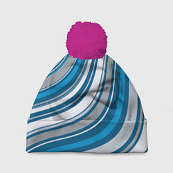 Шапка с помпоном Волнистые полосы - текстура, цвет: 3D-малиновый