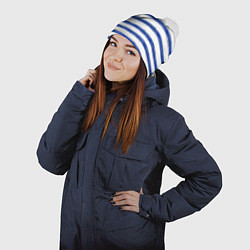 Шапка с помпоном Рыбы в полоску, цвет: 3D-белый — фото 2