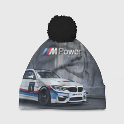 Шапка с помпоном BMW M4 GT4 - racing team - motorsport, цвет: 3D-черный