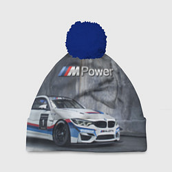 Шапка с помпоном BMW M4 GT4 - racing team - motorsport, цвет: 3D-тёмно-синий