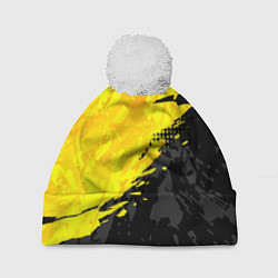 Шапка c помпоном Black and yellow