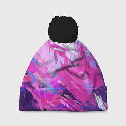 Шапка с помпоном Фиолетовые оттенки, цвет: 3D-черный