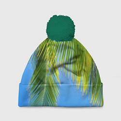 Шапка с помпоном Пальма у неба, цвет: 3D-зеленый