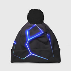 Шапка с помпоном Неоновый разлом плит, цвет: 3D-черный