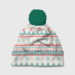 Шапка с помпоном Новогодний свитер, но без оленей, цвет: 3D-зеленый