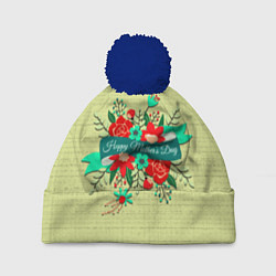 Шапка c помпоном Happy Mothers Day - букет