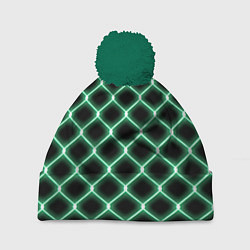 Шапка с помпоном Зелёная неоновая сетка, цвет: 3D-зеленый