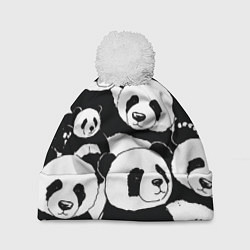 Шапка с помпоном С пандами паттерн, цвет: 3D-белый