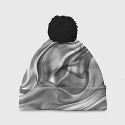 Шапка с помпоном Плавленное серебро, цвет: 3D-черный