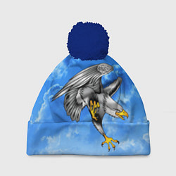 Шапка с помпоном Орел в облаках разглядел добычу, цвет: 3D-тёмно-синий