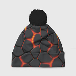 Шапка c помпоном Неоновый разлом - жёлтый