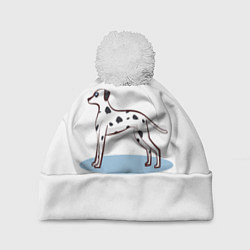 Шапка с помпоном Собака Далматин, цвет: 3D-белый