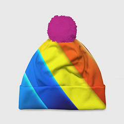 Шапка с помпоном Радужные полосы текстура, цвет: 3D-малиновый
