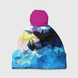 Шапка c помпоном Polygon blue abstract collection