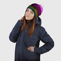 Шапка с помпоном Patterned stripes, цвет: 3D-белый — фото 2