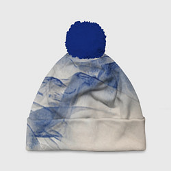 Шапка с помпоном Горы скалы в тумане, цвет: 3D-тёмно-синий
