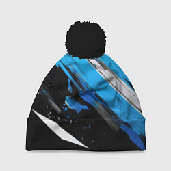 Шапка c помпоном Black blue white