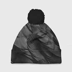 Шапка с помпоном Черные перья ворона, цвет: 3D-черный