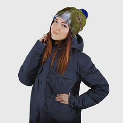 Шапка с помпоном Красная байдарка, цвет: 3D-тёмно-синий — фото 2