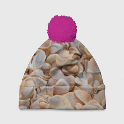 Шапка с помпоном Ракушки крым, цвет: 3D-малиновый