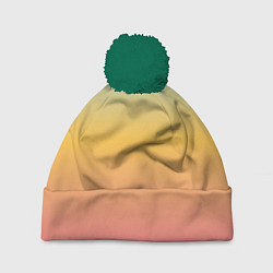 Шапка с помпоном Градиент Персиковый закат, цвет: 3D-зеленый