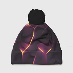 Шапка с помпоном Пурпурные неоновые плиты, цвет: 3D-черный