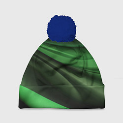 Шапка с помпоном Темная зеленая текстура, цвет: 3D-тёмно-синий
