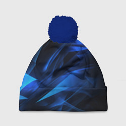 Шапка с помпоном Black blue texture, цвет: 3D-тёмно-синий