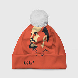 Шапка с помпоном СССР Ленин жив, цвет: 3D-белый