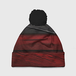 Шапка с помпоном Black red texture, цвет: 3D-черный