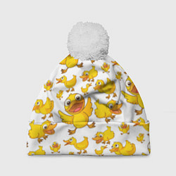 Шапка с помпоном Yellow ducklings, цвет: 3D-белый