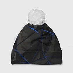 Шапка с помпоном Black blue style, цвет: 3D-белый