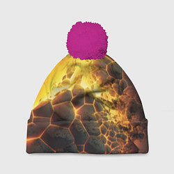 Шапка с помпоном Разлом плит из лавы, цвет: 3D-малиновый